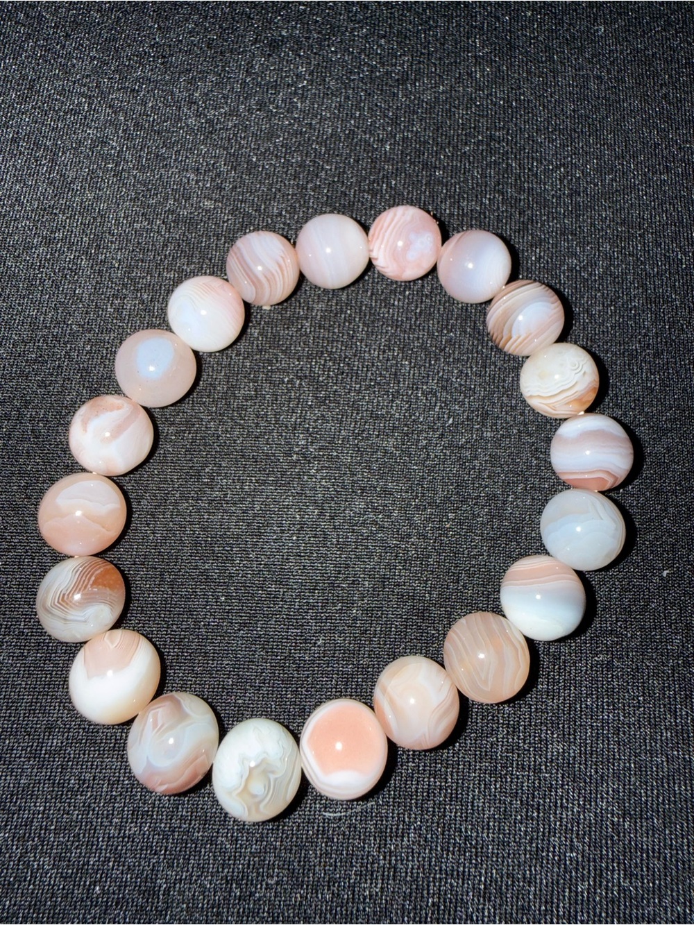 Beige Pink Agate Authentic crystal stretch bracelet